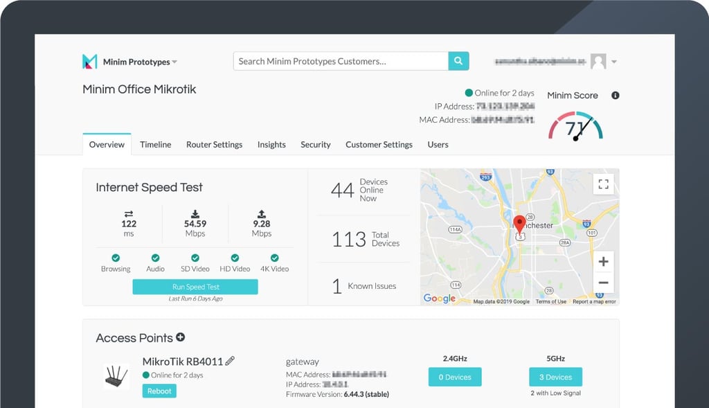 Minim Care Portal, an Advanced Customer Care Interface for Cable Operators