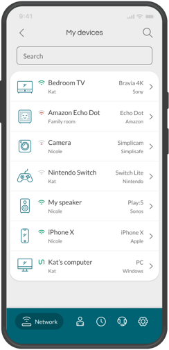 Minim mobile app - devices list