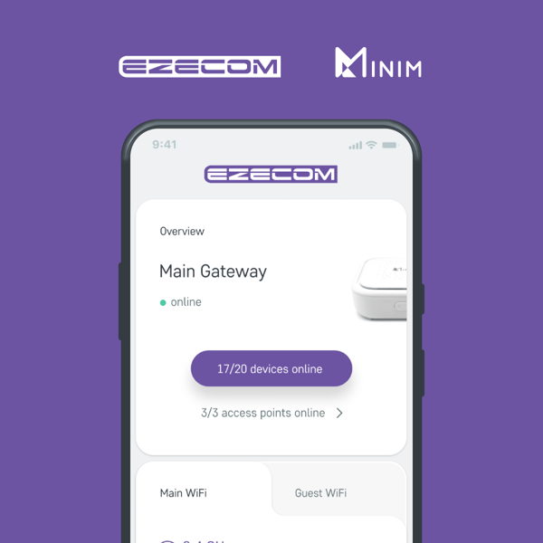 The EzeWiFi mobile app, powered by Minim